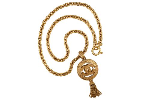 chanel tassel gold|antique chanel link necklace.